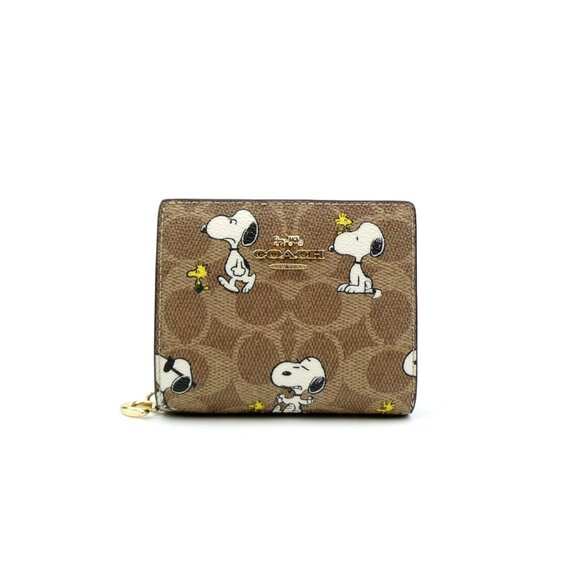 Coach X Peanuts Signature Tan Brown Multi Snap Wallet NWT CBN32 - Picture 1 of 6